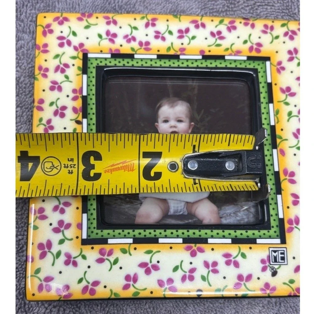 Vtg Mary Engelbreit Charpente Frame Yellow Pink Floral 1996 Ceramic